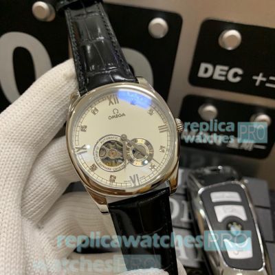 Clone Omega Flying Tourbillon Mens Watch SS White Dial